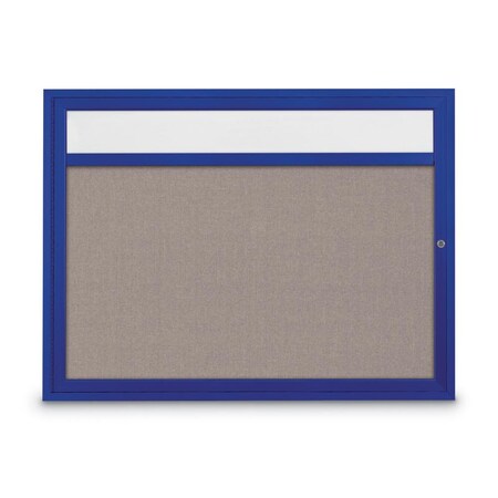 United Visual Products Slim Enclosed Corkboard, 30"x36", Black Alum Frame/Cobalt UVEB3036-BLACK-COBACC